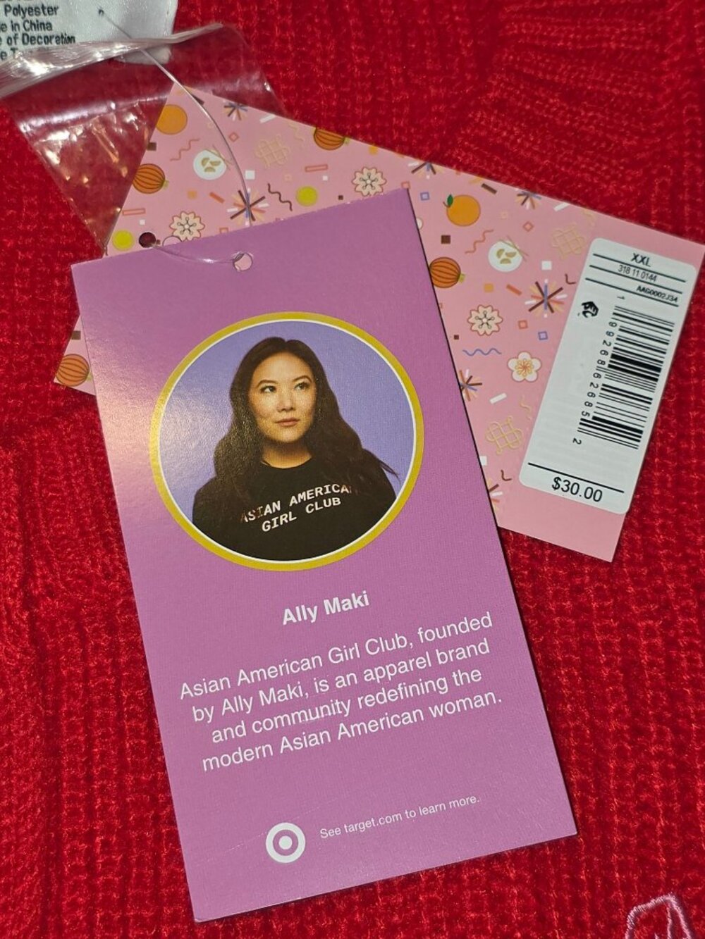 Lunar New Year Asian American Girl Club Women's Cardigan - Red XXL - Picture 6 of 6